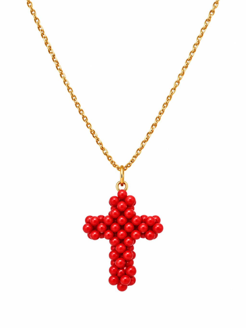 Collar cruz coral