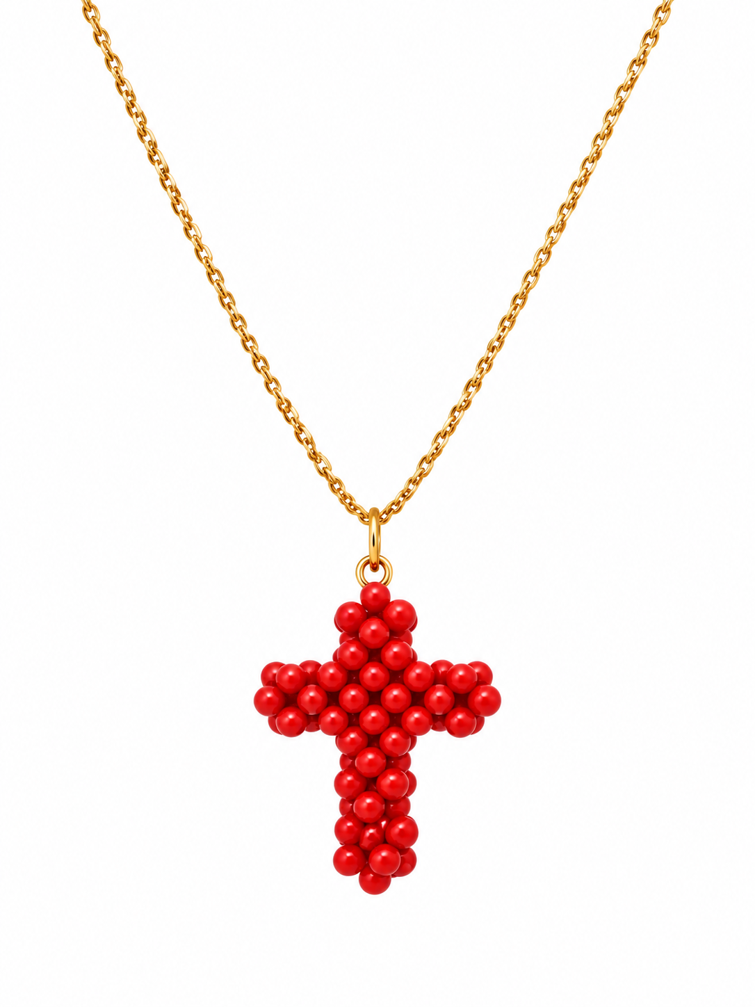 Collar cruz coral